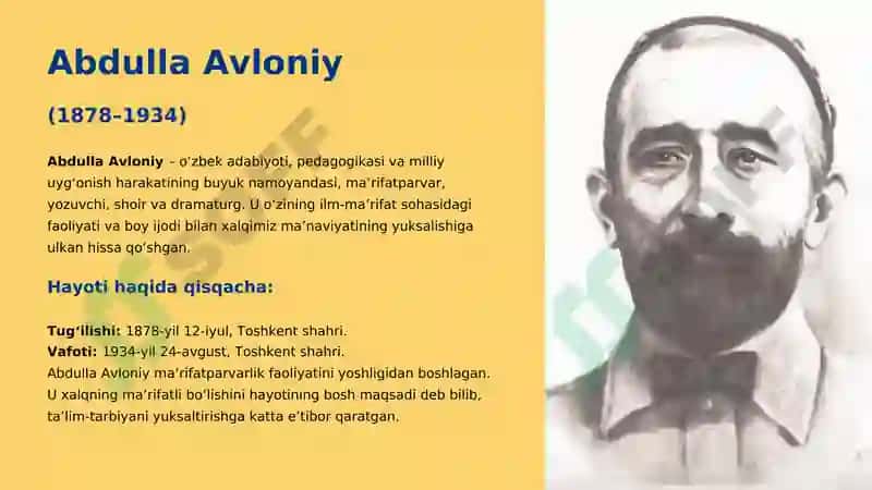 Jadid ma'rifatparvarlarining oʻlka ijtimoiy-ma'naviy hayotida tutgan o'rni (Munavvar Qori, Fitrat, Behbudiy, Avloniy va boshqalar) 4
