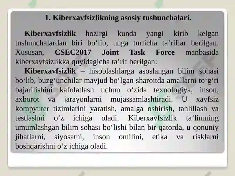 Axborottexnologiyalari fanidan Ma’ruzamavzu: Kiberxavfsizlik asoslari 4