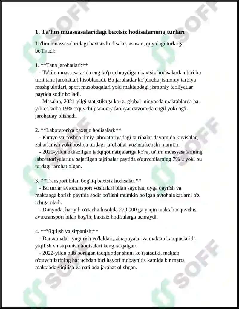 TA'LIM MUASSALARIDA O'QUV TARBIYA JARAYONIDA O'QUVCHILAR VA TALABALAR BILAN YUZ BERGAN BAXTSIZ HODISALARNI TEKSHIRISH VA HISOBGA OLISH TARTIBI TO'G'RISIDAGI NIZOMNI O'RGANISH 4