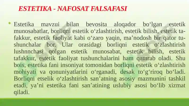 ESTETIKA-NAFOSAT FALSAFASI 4