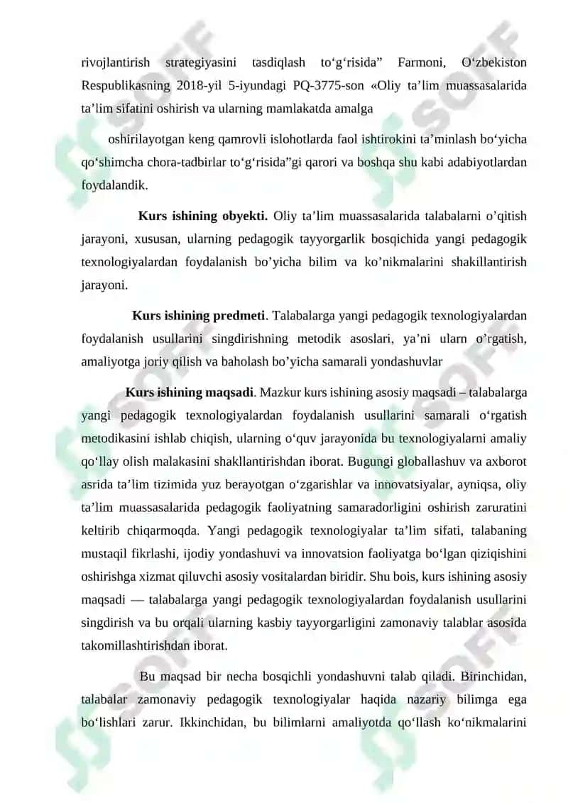 Talabalarga yangi pedagogik texnologiyalardan foydalanish usullarini singdirishning metodik asoslari 4