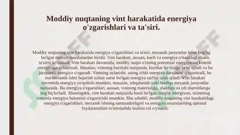 Moddiy nuqta va vint harakati 4