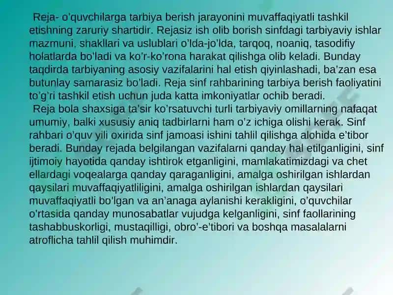 Sinf rahbarining namunaviy yillik ish rejasini tuzish metodikasi 4