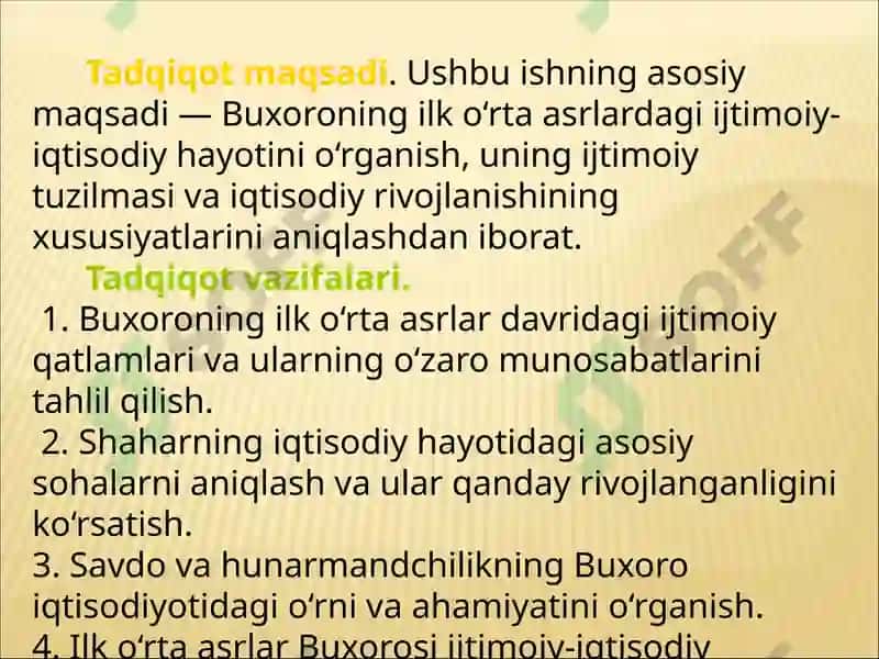 Buxoroning ilk oʻrta asrlarda ijtimoiy-iqtisodiy hayoti. 4