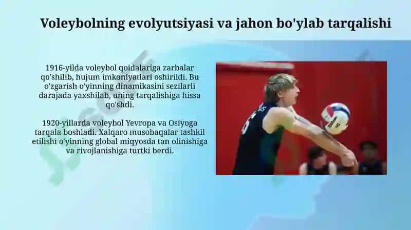 Voleybolning kelib chiqishi va O'zbekistondagi rivojlanishi 4