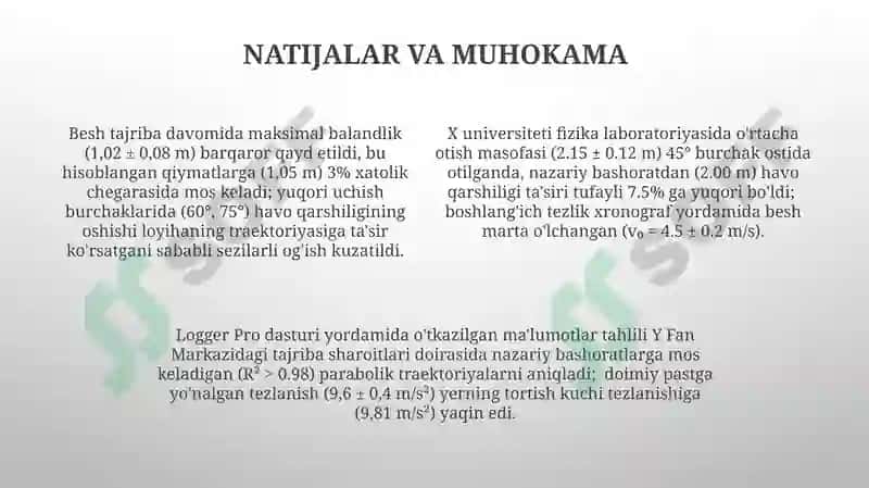 gorizantal burchak ostida otilgan jismning xarakatini urganish labaratorya 4