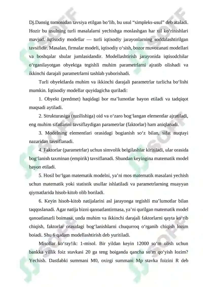 Matematik usullar va modellar zamonaviy iqtisodiy nazariyasi 4