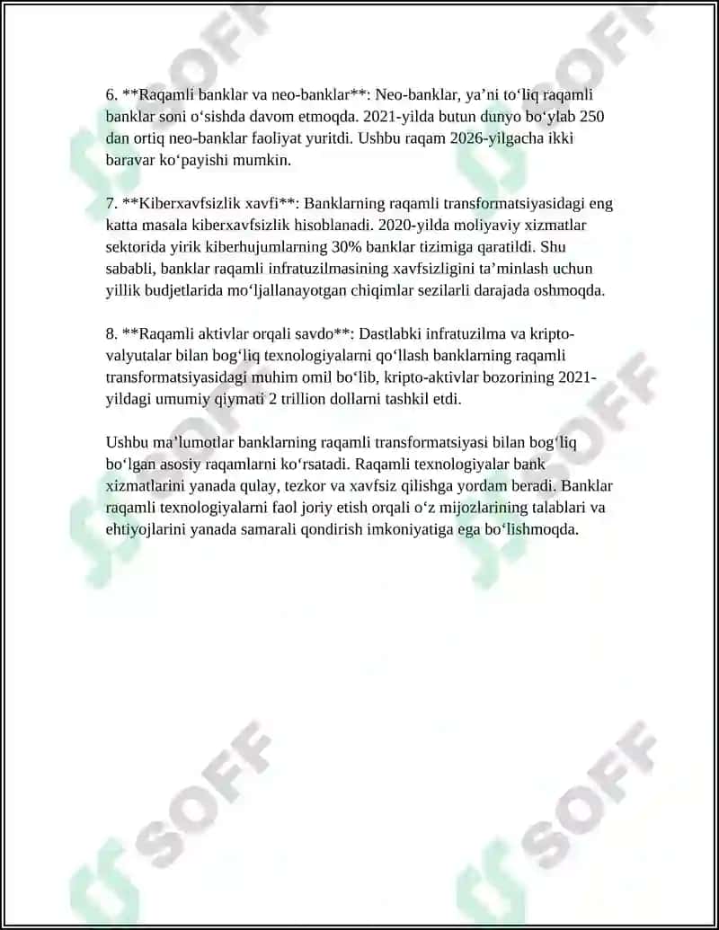 BANKLARNI HOZIRGI KUNDAGI FAOLIYATI VA KAMCHILIKLARI 4