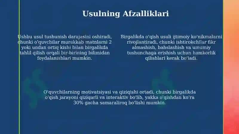 "Birgalikda o'qiymiz metodidan foydalanish" 4