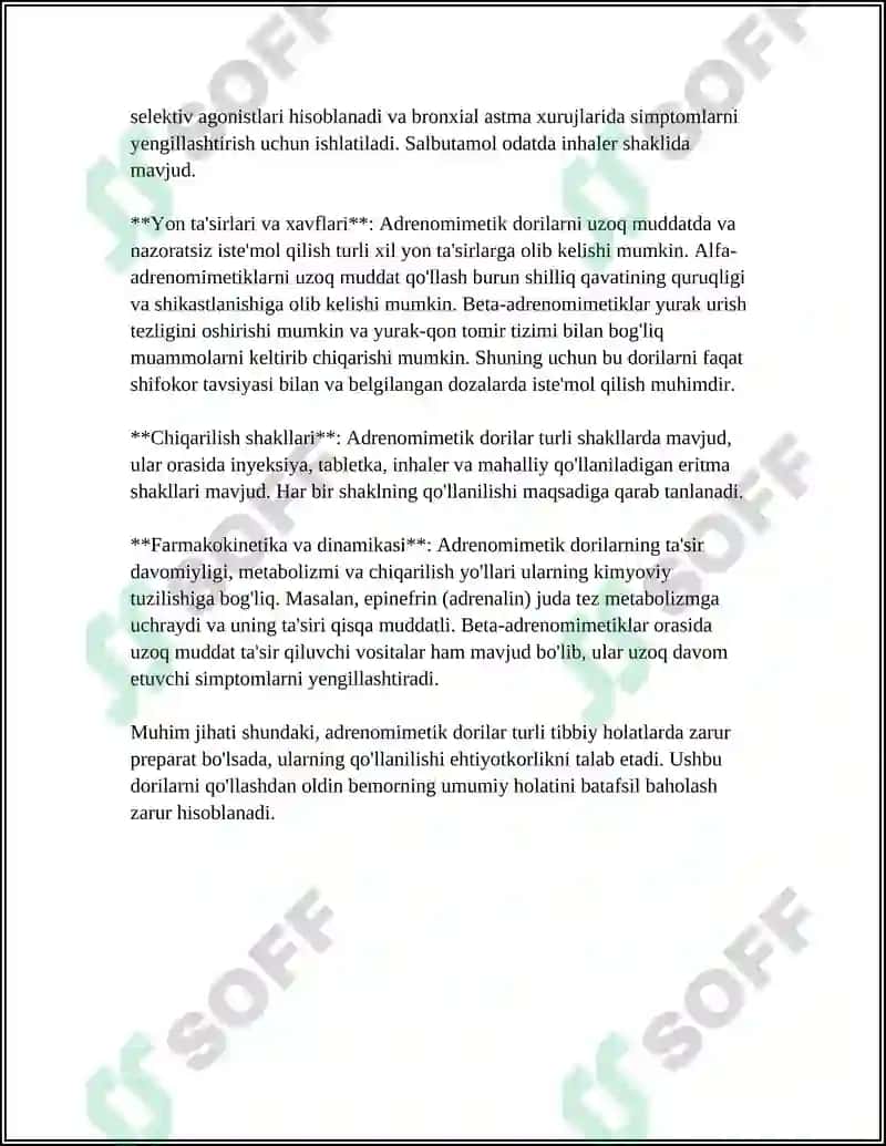QON TIZIMIGA TASIR ETUVCHI DORILAR FARMOQOLOGIYASI 4