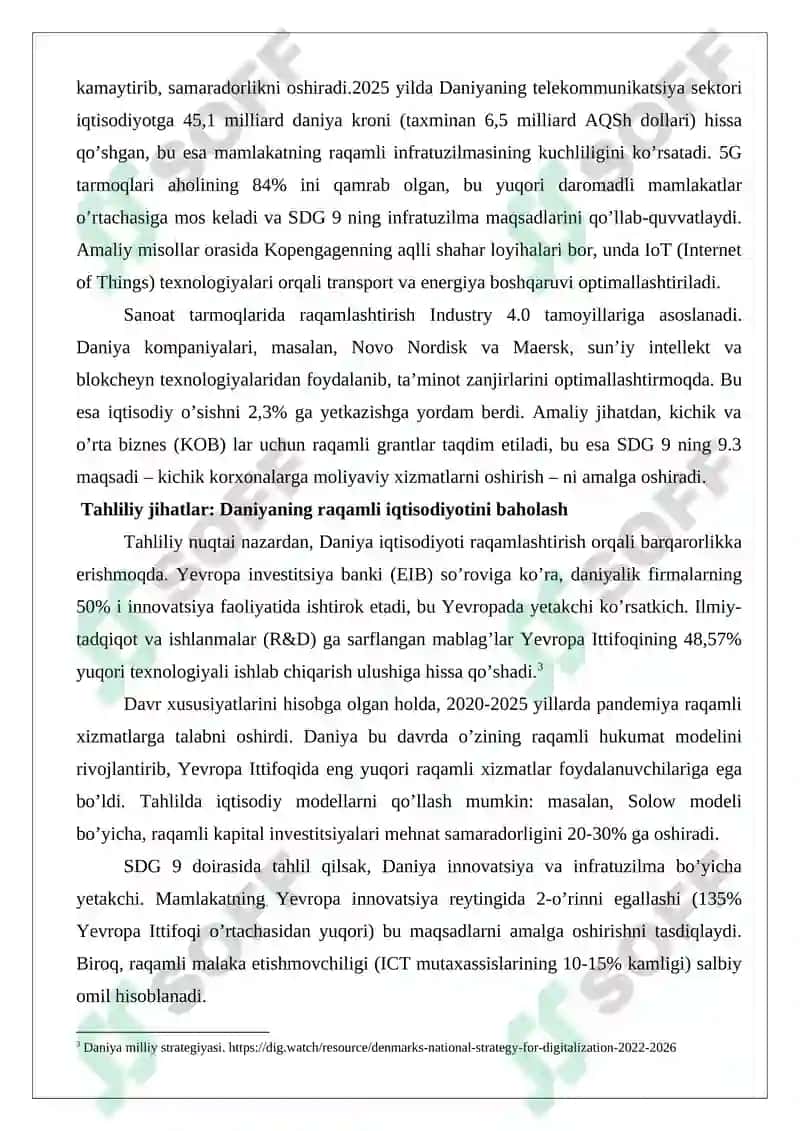 Raqamlashtirish sharoitida Daniya mamlakatining jahon iqtisodiyotida tutgan o’rni 4