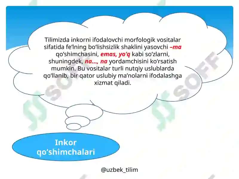 INKOR IFODALOVCHI MORFOLOGIK VOSITALAR USLUBIYATI 4