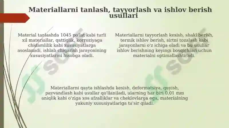 Mexanik Ishlab Chiqarish Jarayoni va Texnologik Asboblar Tanlovi 4