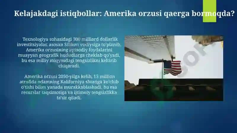 Amerika orzulari va Amerika voqeligi o'rtasidagi o'zaro munosabat 4