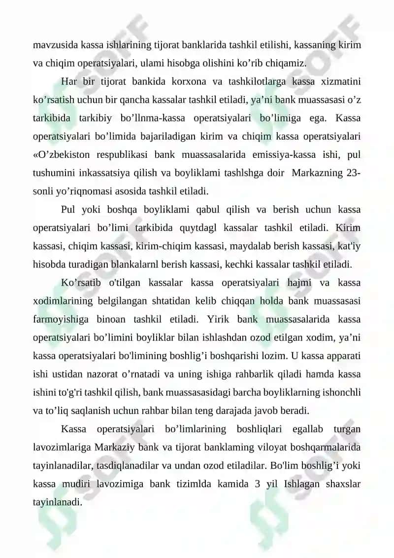 Kassadagi, hisob-kitob schotidagi pul mablag’lari hisobini yuritish 4