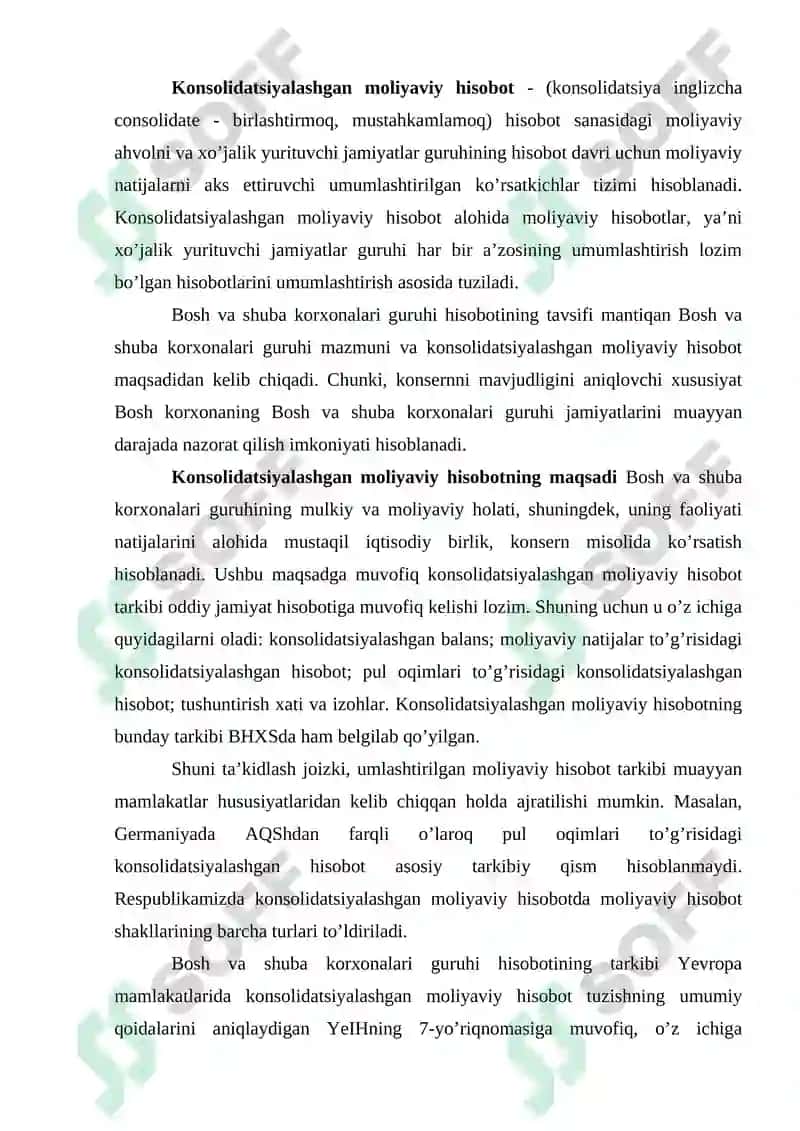 KONSOLIDATSIYALASHGAN MOLIYAVIY HOLAT TOʻGʻRISIDAGI HISOBOT TUZISH VA GUDVIL 4