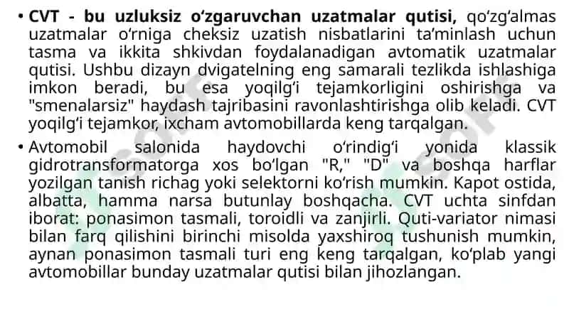 Variatorli uzatmalar qutisi 4