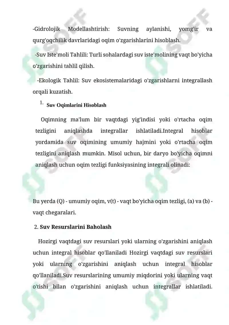SUV OQIMLARINI HISOBLASH 4