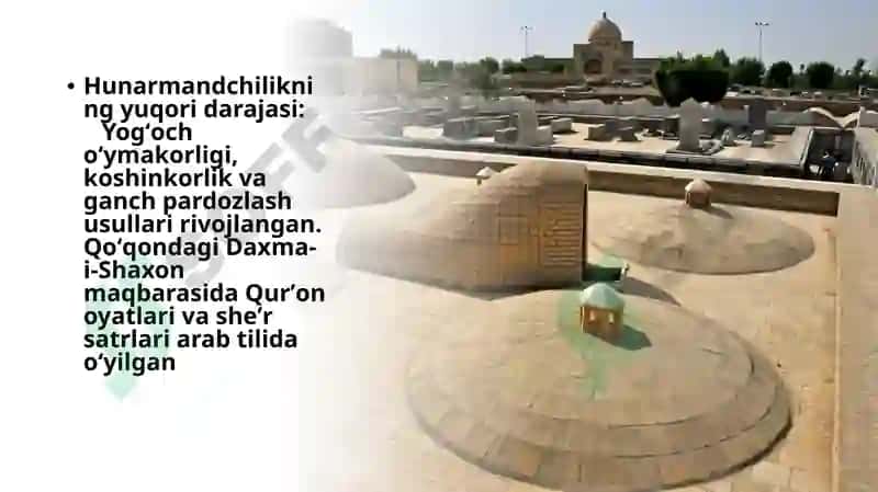 XIX asr birinchi yarmi XX asr boshlaridaxonliklarmemorchiliginingasosiy xususiyatlari vamemoriyobidalar 4