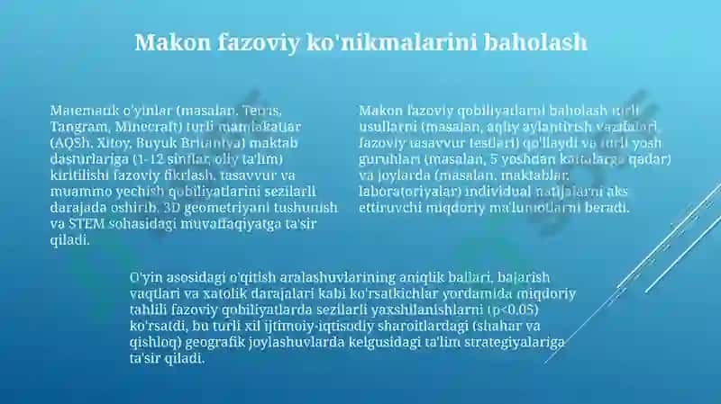 Fazoviy tassavurlar va fazoda mõljalga olishni rivojlantirishda matematik õyinlardan foydalanish 4