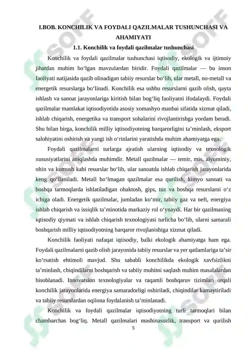Konchilik va foydali qazilmalar tushunchasi va ahamiyati 4