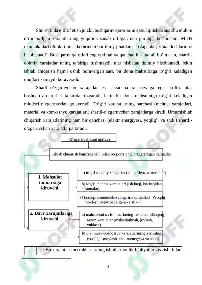 Shartli doimiy hamda yarim o‘zgaruvchan xarajatlar hisobi 4