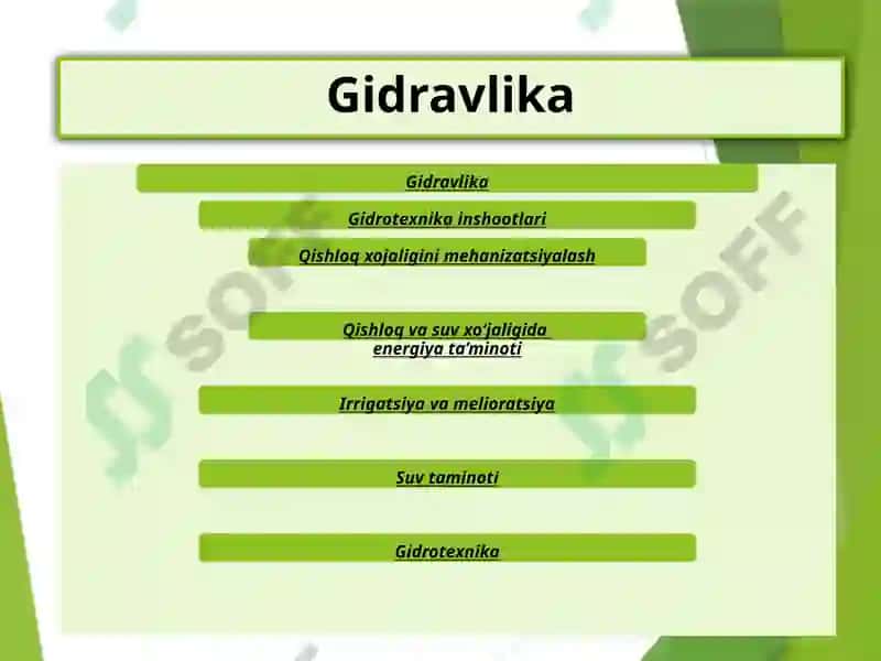 Gidravlika fanining tarkibiy qismi 4
