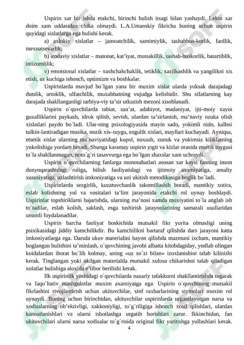 O`spirinlarda ijodiy faoliyatni o’sishi dunyoqarashi shakilanishi 4
