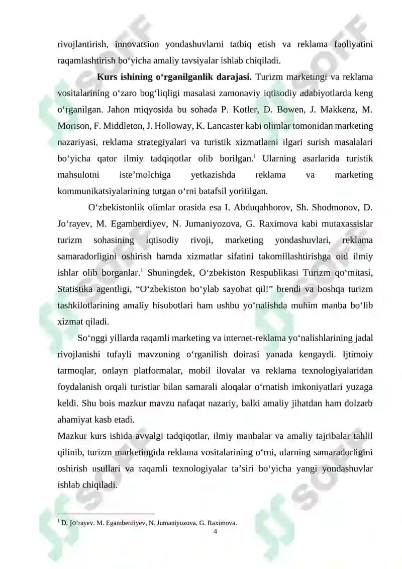 TURIZM MARKETINGIDA REKLAMA VOSITALARI VA ULARNING TAHLILI 4
