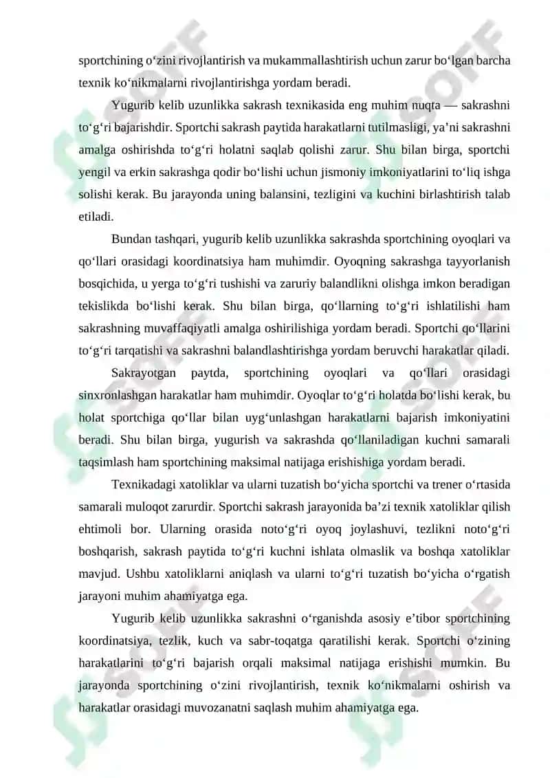 Yugurib kelib uzunlikka sakrash texnikasi 4