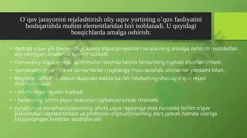 KREDIT MODUL TIZIMIDA O`QUV JARAYONINI TASHKIL QILISH 4