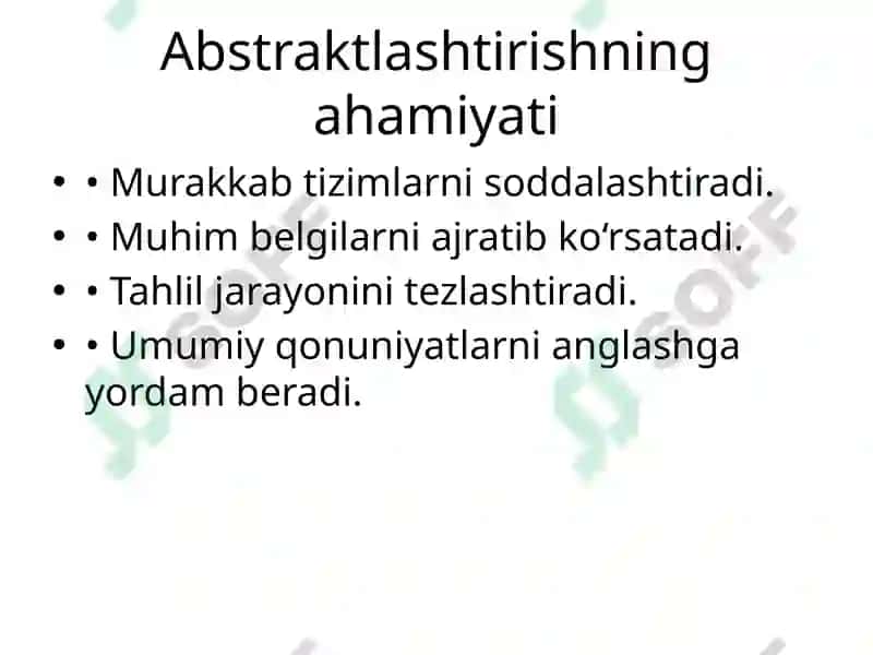 Abstraktlashtirish va Formallashtirish 4