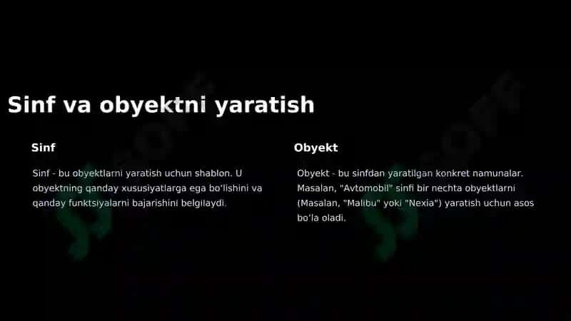 Obyektga yoʻnaltirilgan dasturlash 4