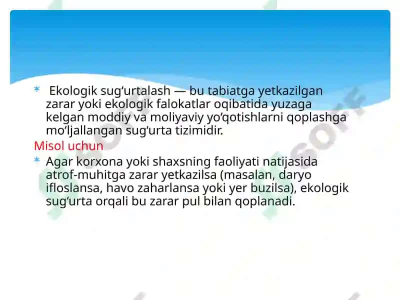 ekologik sugʻurtalashni tashkil etishning iqtisodiy ahamiyati 4