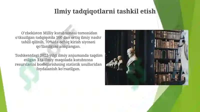 Kutubxonachilik fanining ilmiy usullari va kutubxonachilik izlanishlarni tashkil etish 4