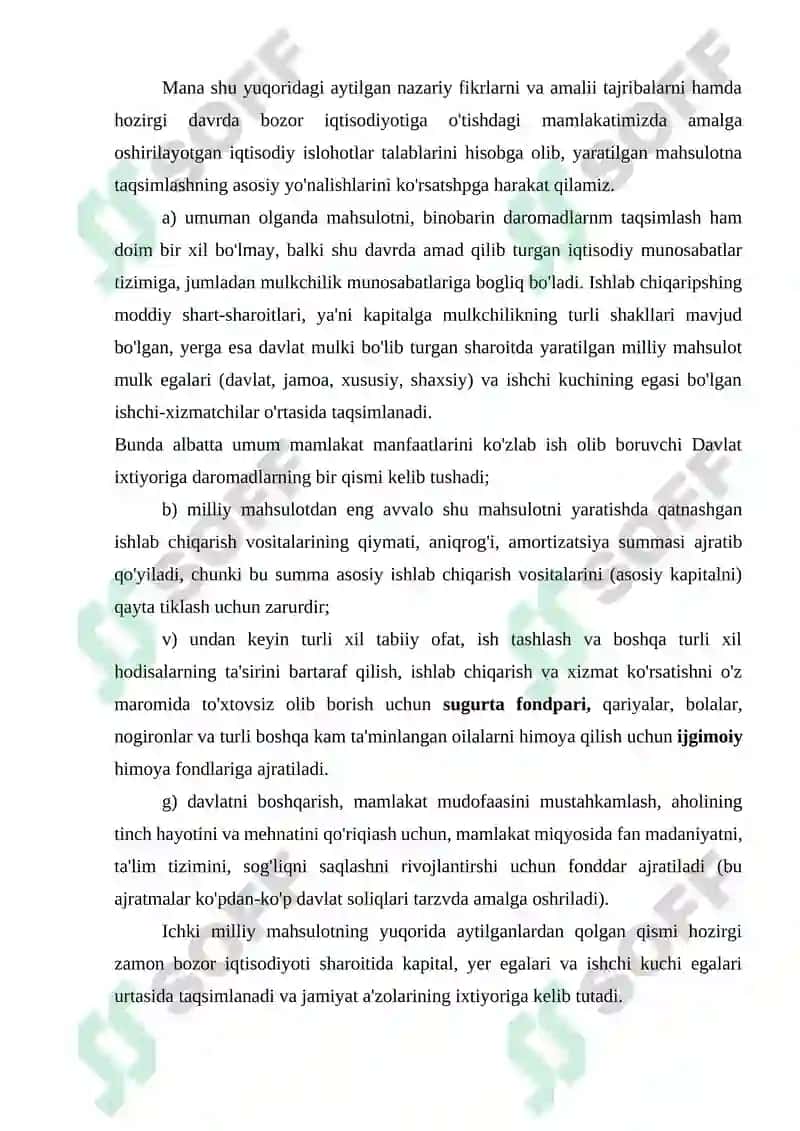 Yaratilgan mahsulot va daromadlar taqsimlanishi 4