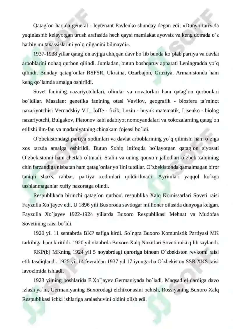 Sovet tuzumining qatag`onlik siyosati va uning o`zbekistondagi og`ir oqibatlari 4