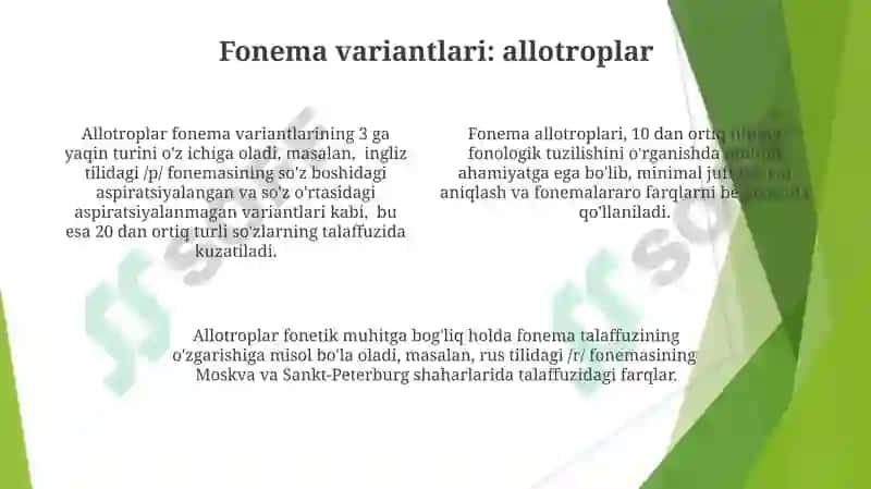 Fonemaning vazifasi va uning variantlari 4