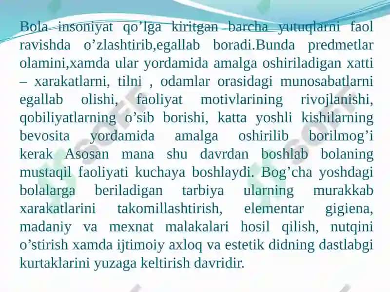 "ILK BOLALIKDAVRDA FIZIOLOGOK VA JISMONIY RIVOJLANISH" 4