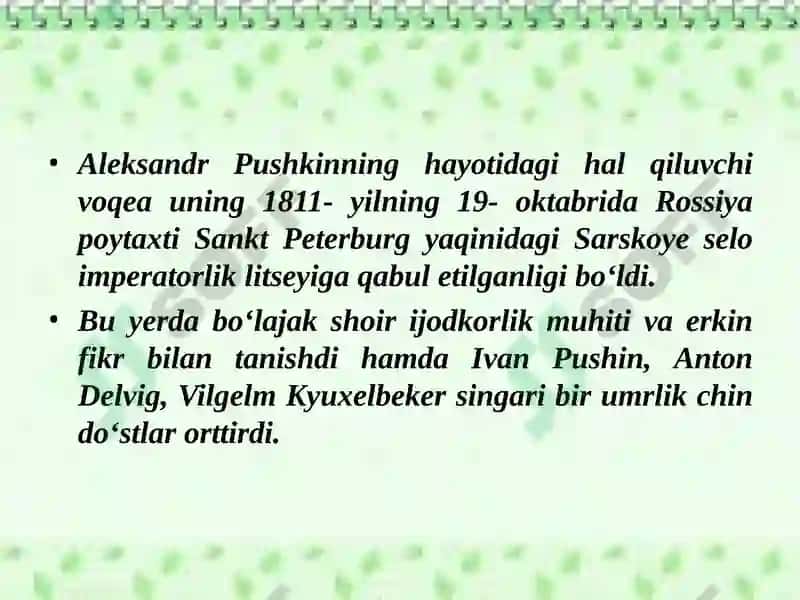 A.S. Pushkiniyodibilantanishish 4