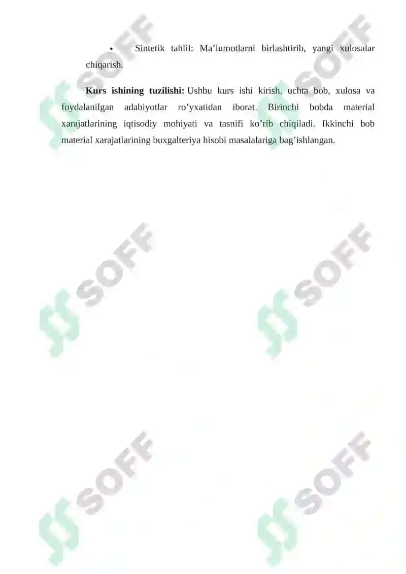 MATERIAL XARAJATLARINING HISOBI 4