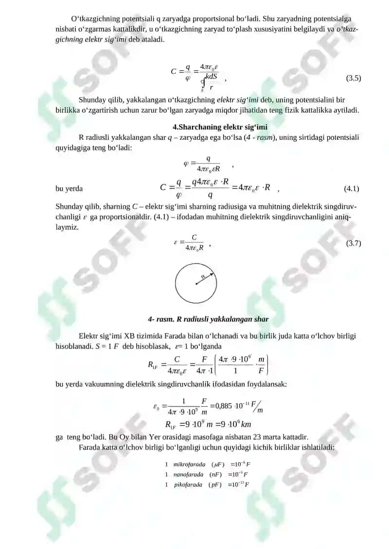 DIELEKTRIKLAR QUTBLANISHI. QUTBLANISH VEKTORI. ELEKTROSTATIK MAYDONDA O‘TKAZGICHLAR. O‘TKAZGICHLARNING ELEKTR SIG‘IMI. ZARYADLANGAN SHARNING ELEKTR SIG‘IMI. HAR XIL GEOMETRIK SHAKLDAGI KONDENSATORLARNING ELEKTR SIG‘IMI. 4