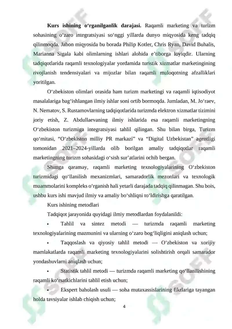 ZAMONAVIY RAQAMLI MARKETING TEXNOLOGIYALARI: TURIZMDA QO‘LLANILISHI. 4