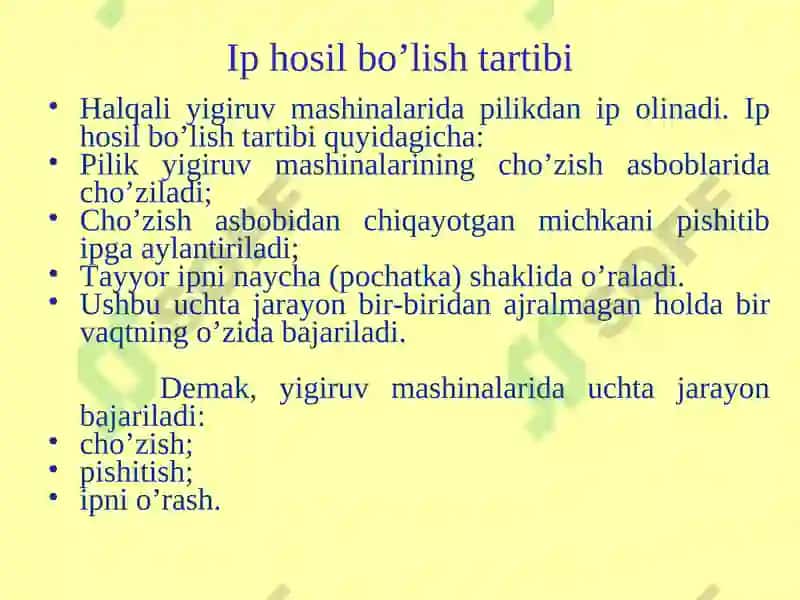 To`qimachilik sanoatini rivojlanishi 4