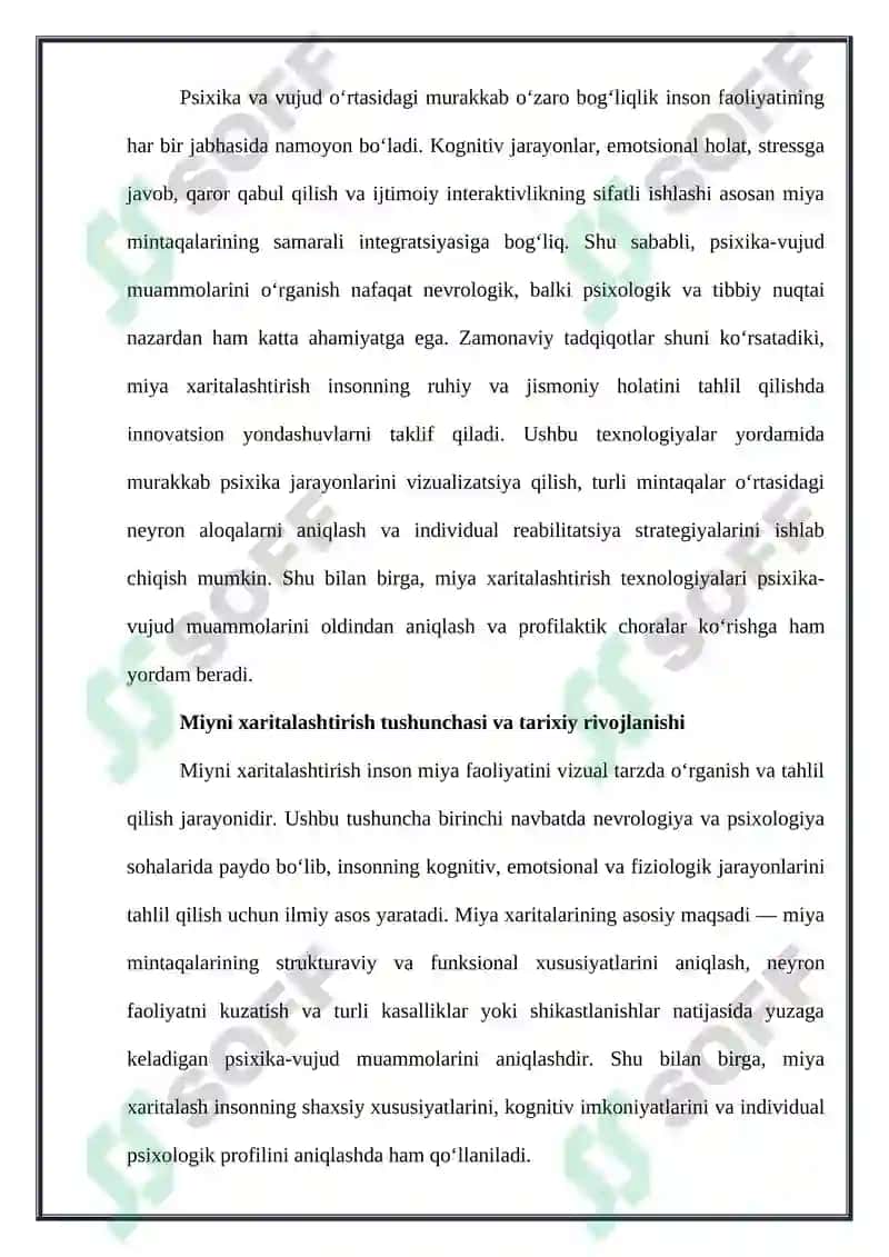 Miyani xaritalashtirish. Psixika va vujud muammosi 4