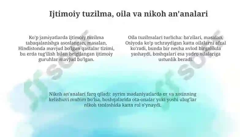 Dunyo xalqlari madaniyatidagi umumiylik va farqlar 4