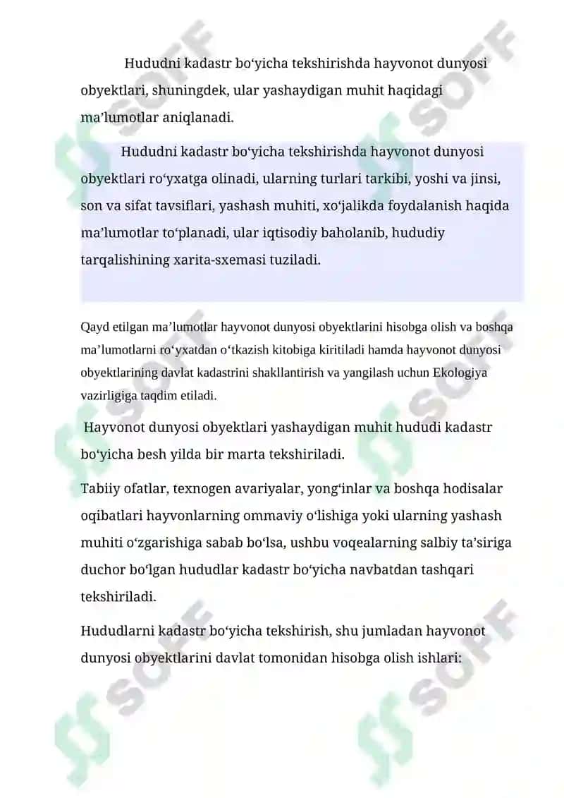 Hayvonot dunyosi davlat kadastrini yuritish tartibi 4