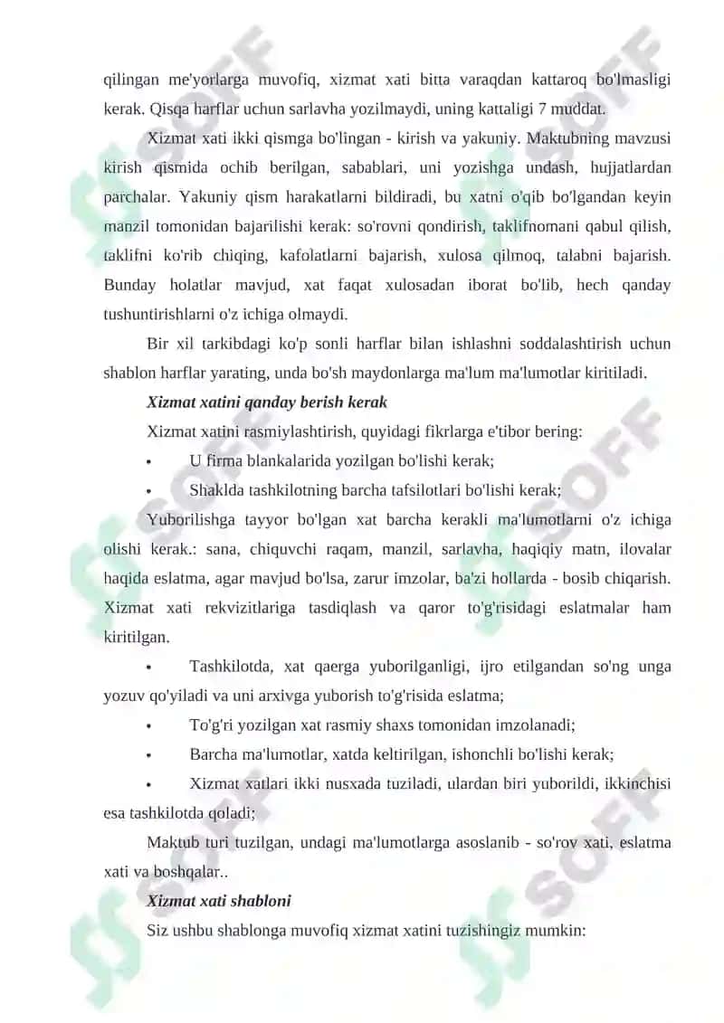 Sohaviy xizmat yozishmalari 4