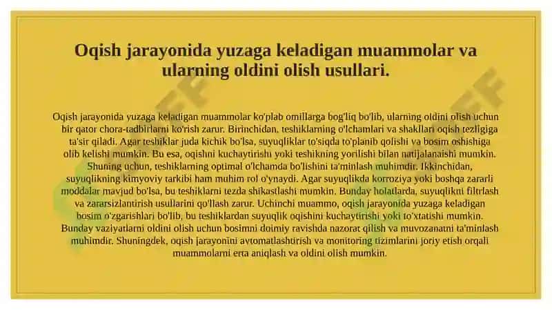 Suyuqliklarning oqish mexanizmlari va teshiklar orqali tarqalishi 4