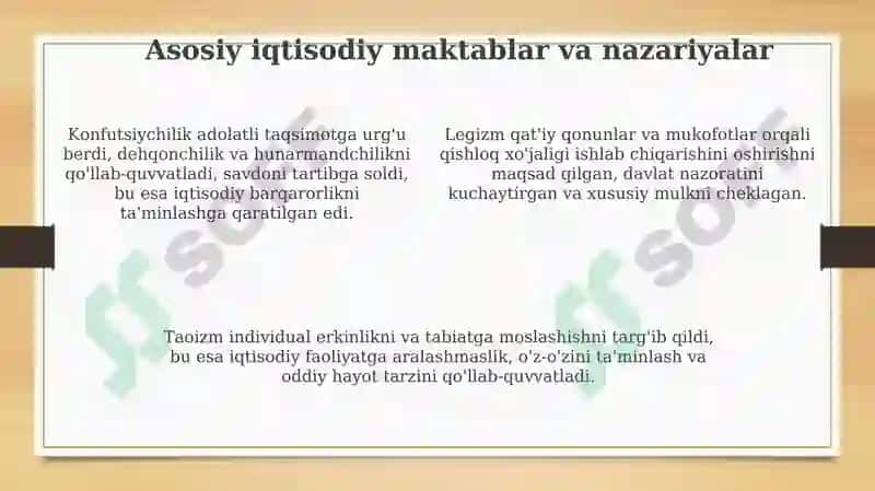 Qadimgi Xitoydagi iqtisodiy g'oyalar haqida 4